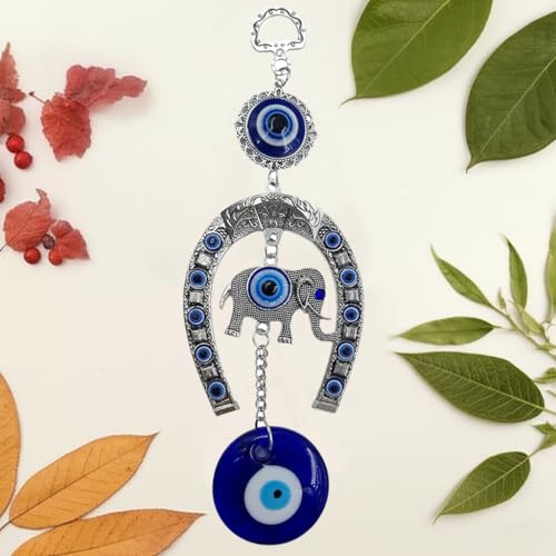 ARTISKRITI Evil Eye Hanging for Home Entrance, Car Mirror, House Door Decoration, Horseshoe with Elephant Figurine Nazar Battu for Home Protection, Good Luck Charm (Horseshoe with Elephant) - Image 4