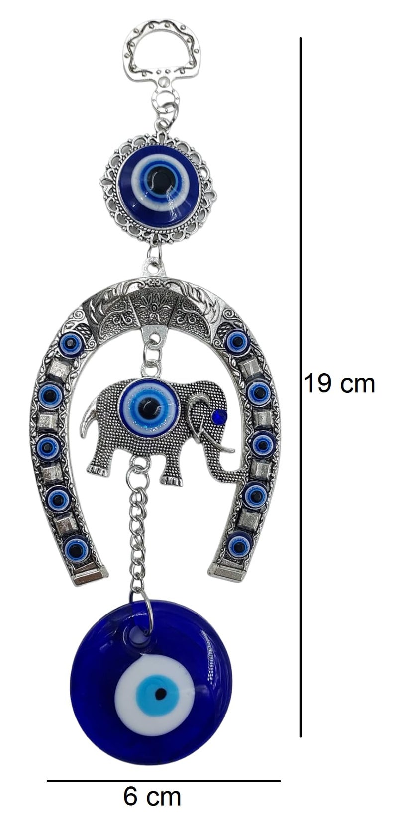 ARTISKRITI Evil Eye Hanging for Home Entrance, Car Mirror, House Door Decoration, Horseshoe with Elephant Figurine Nazar Battu for Home Protection, Good Luck Charm (Horseshoe with Elephant) - Image 5