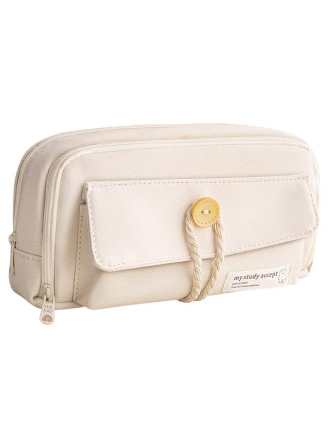 LODROC Multi-Layer Functional Pencil Case with Hemp Rope, 4 Compartments Multipurpose Portable Stationery Organizer, Cute Design School Pencil Bag for Teens, Ideal for School Office Supplies Storage - Image 1