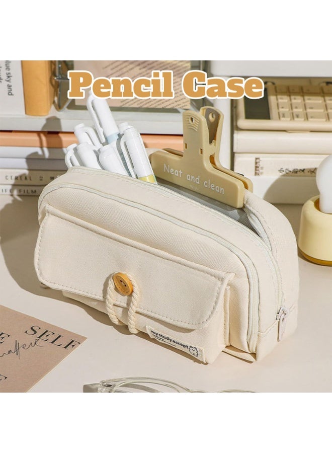 LODROC Multi-Layer Functional Pencil Case with Hemp Rope, 4 Compartments Multipurpose Portable Stationery Organizer, Cute Design School Pencil Bag for Teens, Ideal for School Office Supplies Storage - Image 4