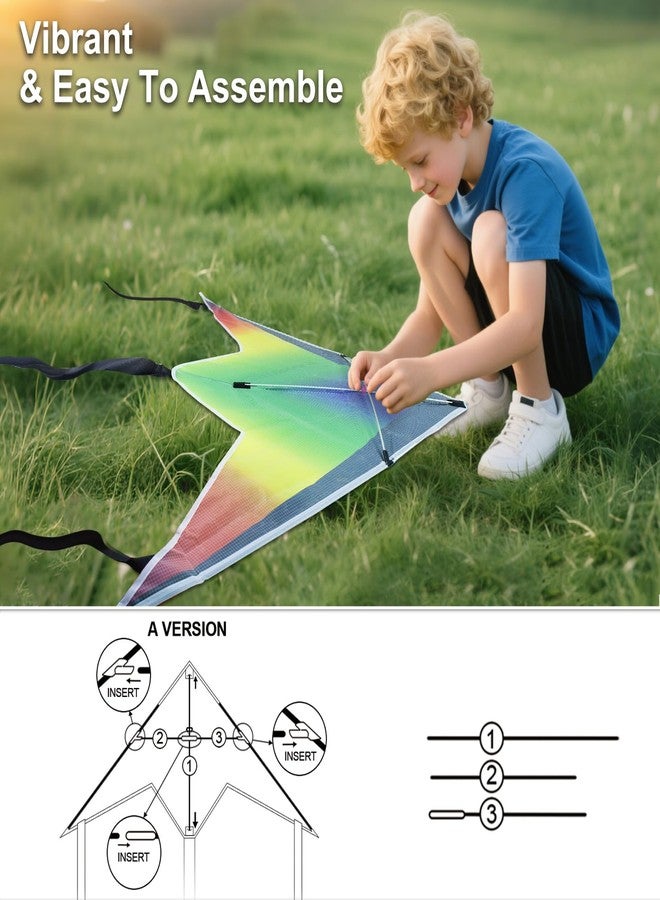 BLOOLILIES 3 Pack Kites for Kids & Adults, Rainbow Delta Kites for Kids Ages 4-8 8-12 Easy to Fly with 328ft String, Kite for Beginner Beach Outdoor Games & Family Activities & Birthday Gift - Image 5