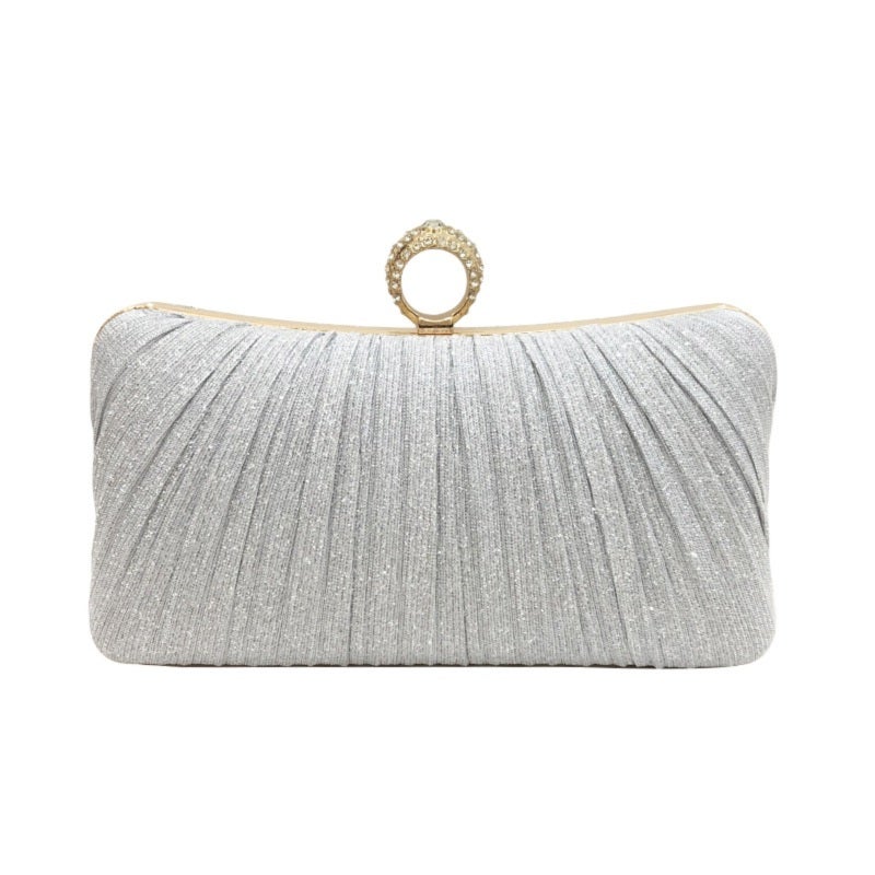 กระเป๋า Glitter Clutch: หนังสังเคราะห์สีเงิน, ภายในกว้างขวาง, สายโซ่ที่สามารถถอดออกและปรับระดับได้ กระเป๋าเย็น - กระเป๋าเรนสโตนสไตล์หลากหลายสำหรับงานแต่งงาน พาร์ตี้เตรียมตัว และงานปาร์ตี้กลางคืนสำหรับผู้หญิง - Image 1