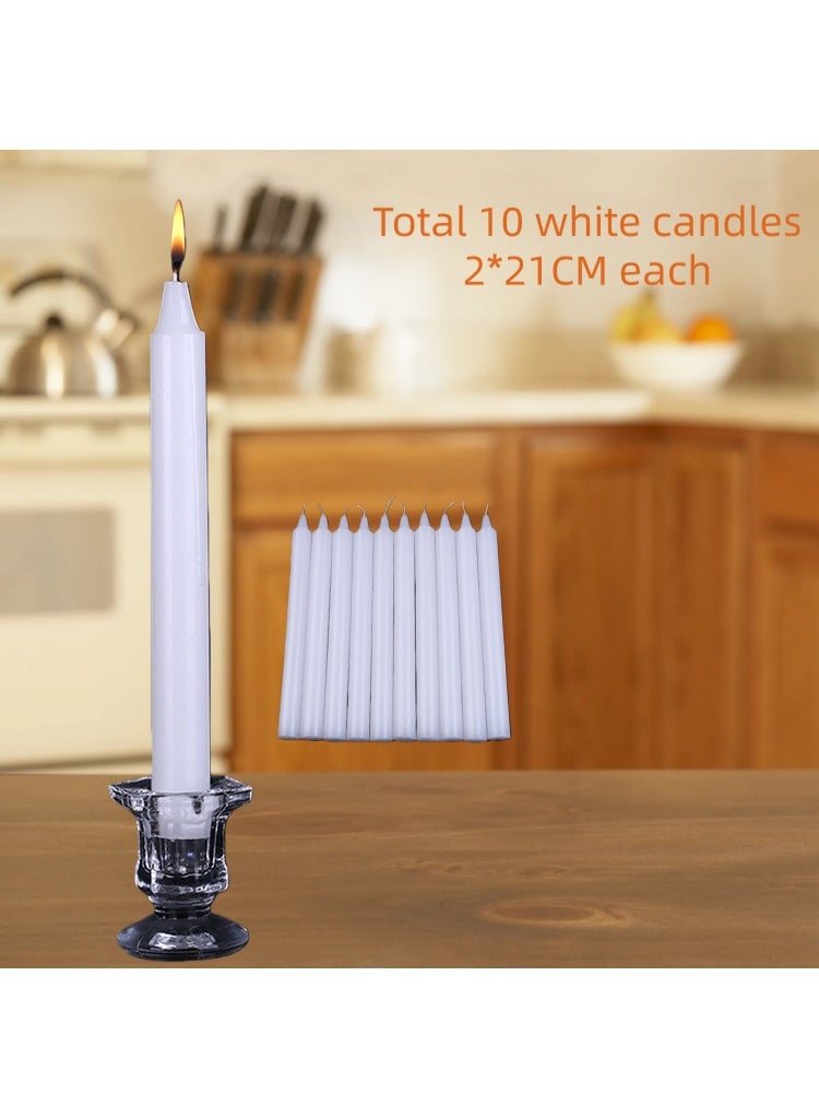 SKT Shiketro 10Pcs White Dinner Table Candles Tall Candlesticks Household Candle Stick for Wedding, Dinner - Image 1