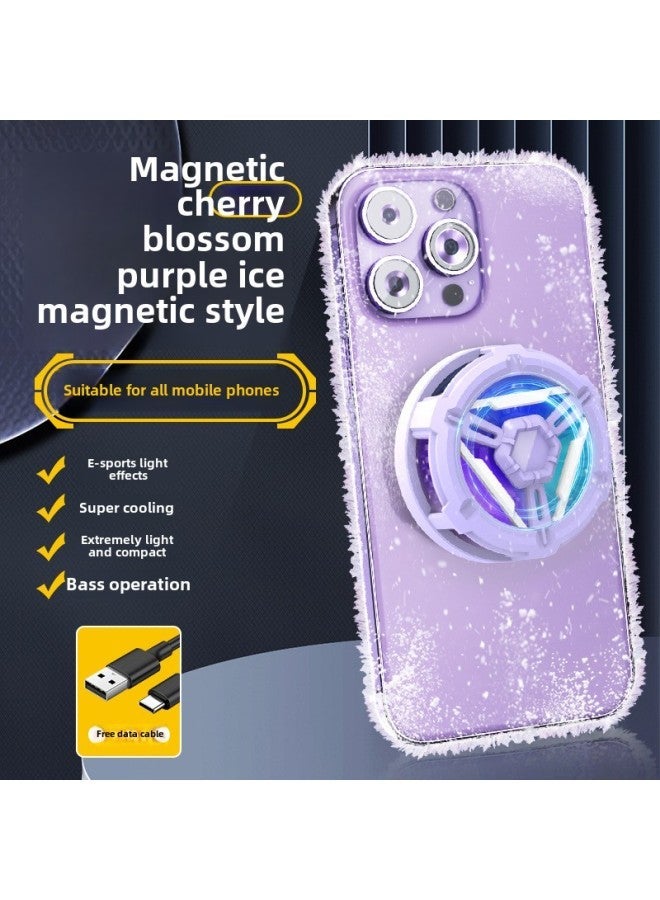 Semiconductor Mobile Phone Cooler S19 Two Modes Ice Cooling Game Tool Hocoolar Brand Lightweight Aviation Aluminum Ceramic-Color:S10 Magnetic Radiator-cherry Blossom Purple (cost-effective) - Image 1