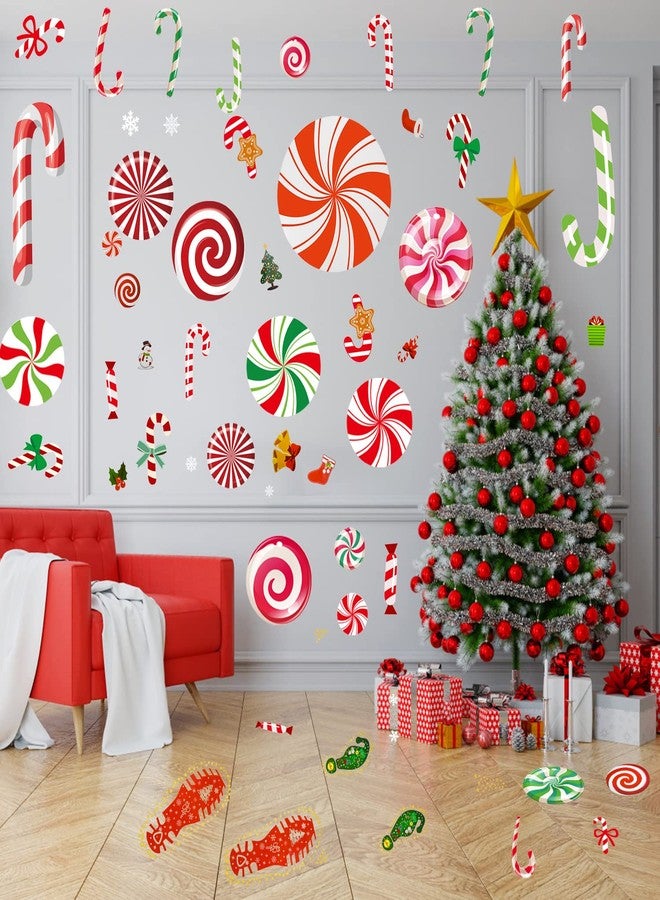 Jolbndcv 83 Pcs Peppermint Floor Decals Stickers Set Self Adhesive Candy Cane Stickers for Christmas Candy Party Decoration - Image 5