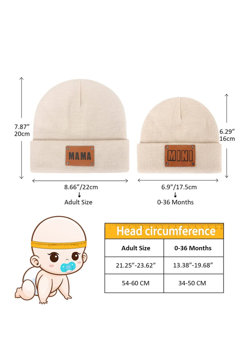 Parent-Child Beanie Hat, 2PCS Mother & Baby Daughter/Son Winter Warm Knit Hat, Kids Soft Beanie Cap, Ski Cap - Image 4