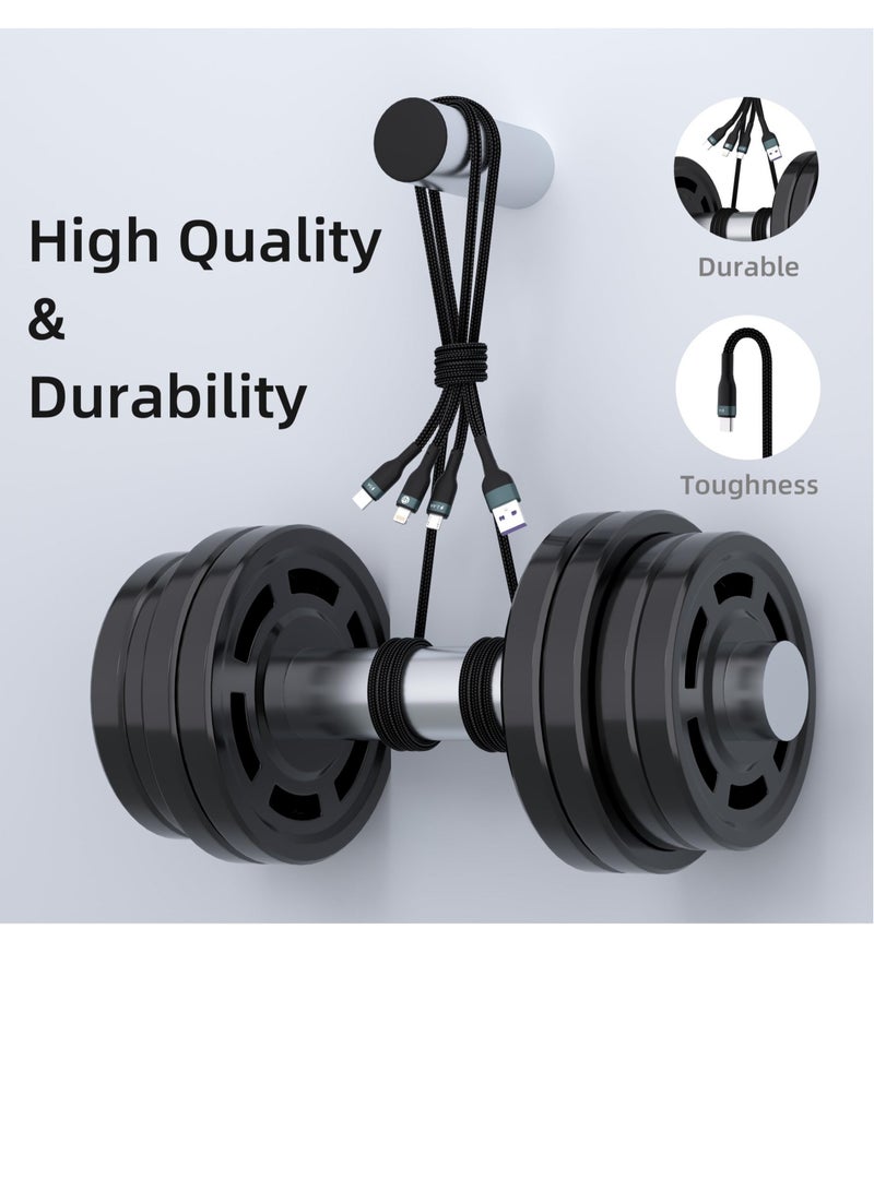 Captaintech 3-in-1 Multi Charging Cable, Rapid Nylon Braided Cord USB Charging Cable, USB Fast Charging Fixed Cable Connector, with Type-C, Micro USB and IP Port, for Home Office Daily Charging (4FT) - Image 4