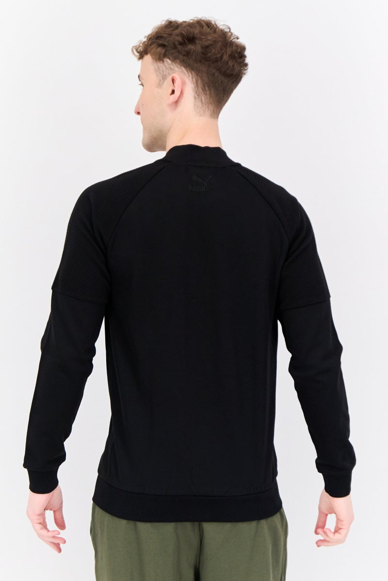 PUMA سويت شيرت خارجي بأكمام طويلة للرجال بقصة ضيقة، أسود - Image 2