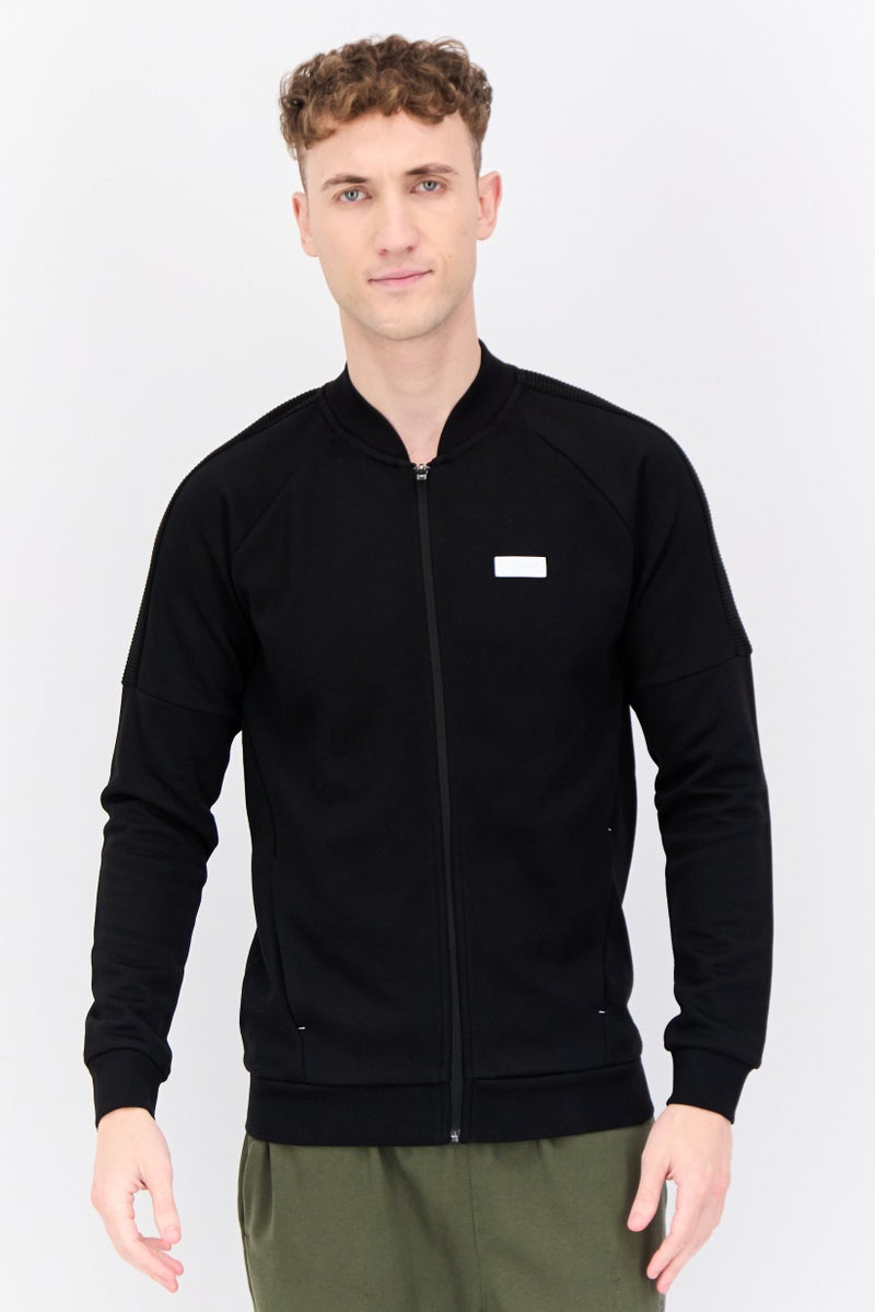 PUMA سويت شيرت خارجي بأكمام طويلة للرجال بقصة ضيقة، أسود - Image 1