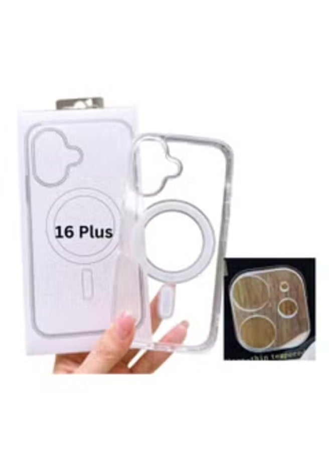 Raxoom "Shockproof Clear Acrylic Magnetic Phone Case with HD Camera Lens Protector â€“ Compatible with iPhone 16 Series (Including iPhone 16 Plus)"