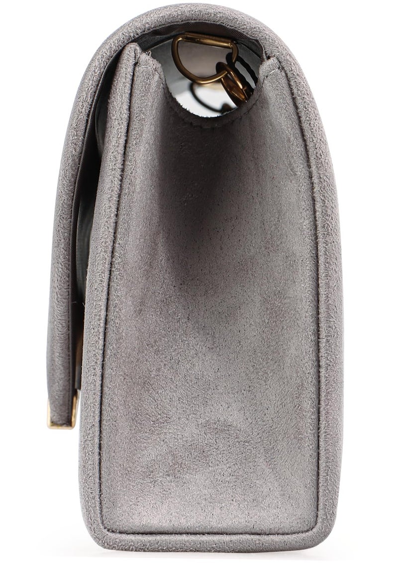 DEXMAY DM Dexmay Women Faux Suede Envelope Clutch Purse Evening Velvet Handbag Foldover Shoulder Crossbody Bag Grey - Image 5