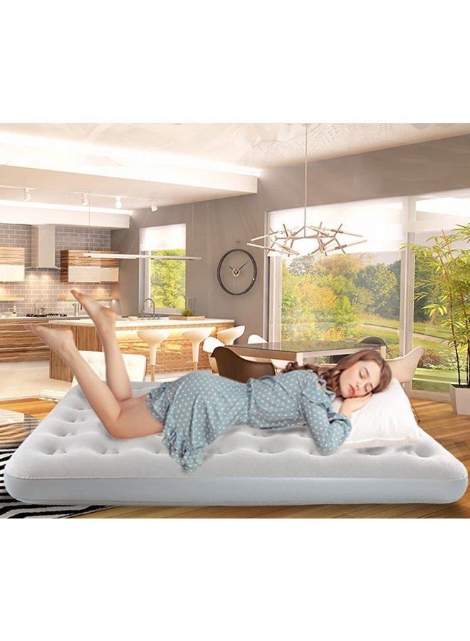 Spides Portable Inflatable Mattress Thickened Flocking Air Mattress with Electric Inflation Pump Leakproof Soft Blow Up Camping Bed Foldable Comfort Raised Air Bed for Camping, Home, Guests, Portable, Travel - Image 1