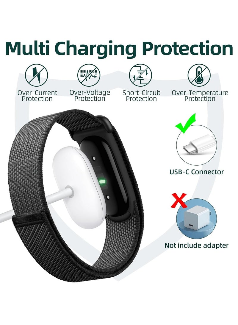 أو أوزون USB-C Magnetic Charging Cable Compatible For Google Fitbit Air | Portable Reinforced Replacement Charging Accessory With 3.3ft/1m Cord -White - Image 4