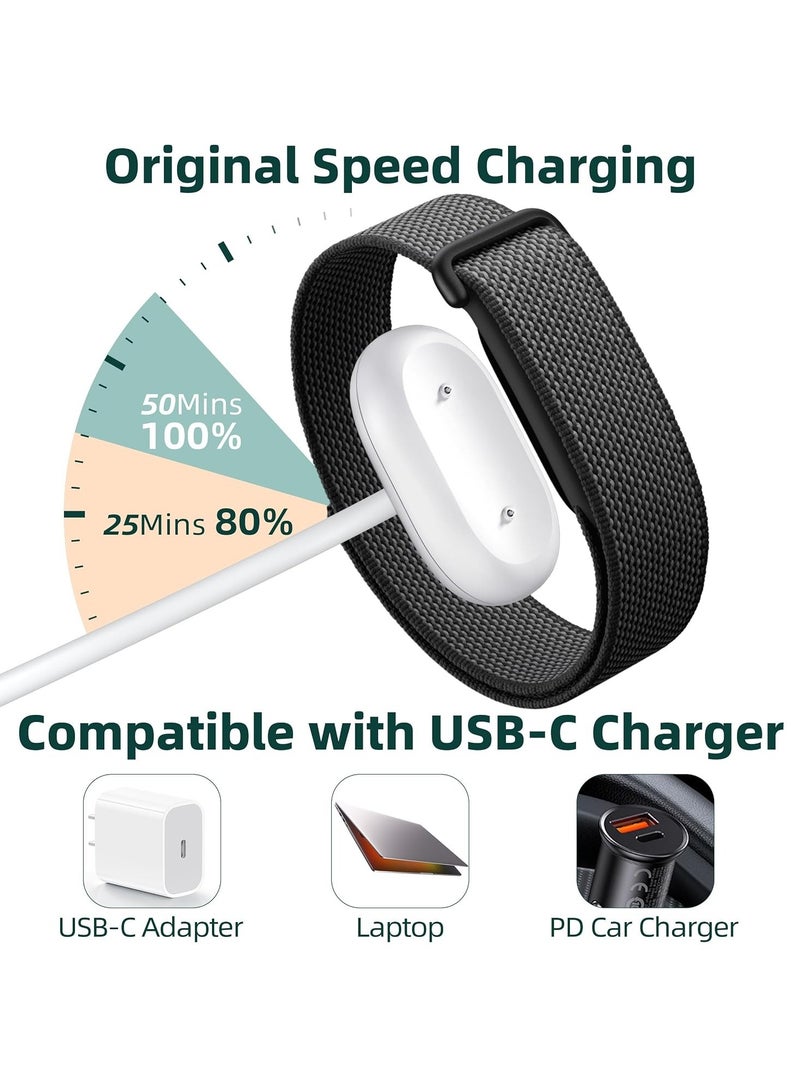 أو أوزون USB-C Magnetic Charging Cable Compatible For Google Fitbit Air | Portable Reinforced Replacement Charging Accessory With 3.3ft/1m Cord -White - Image 3