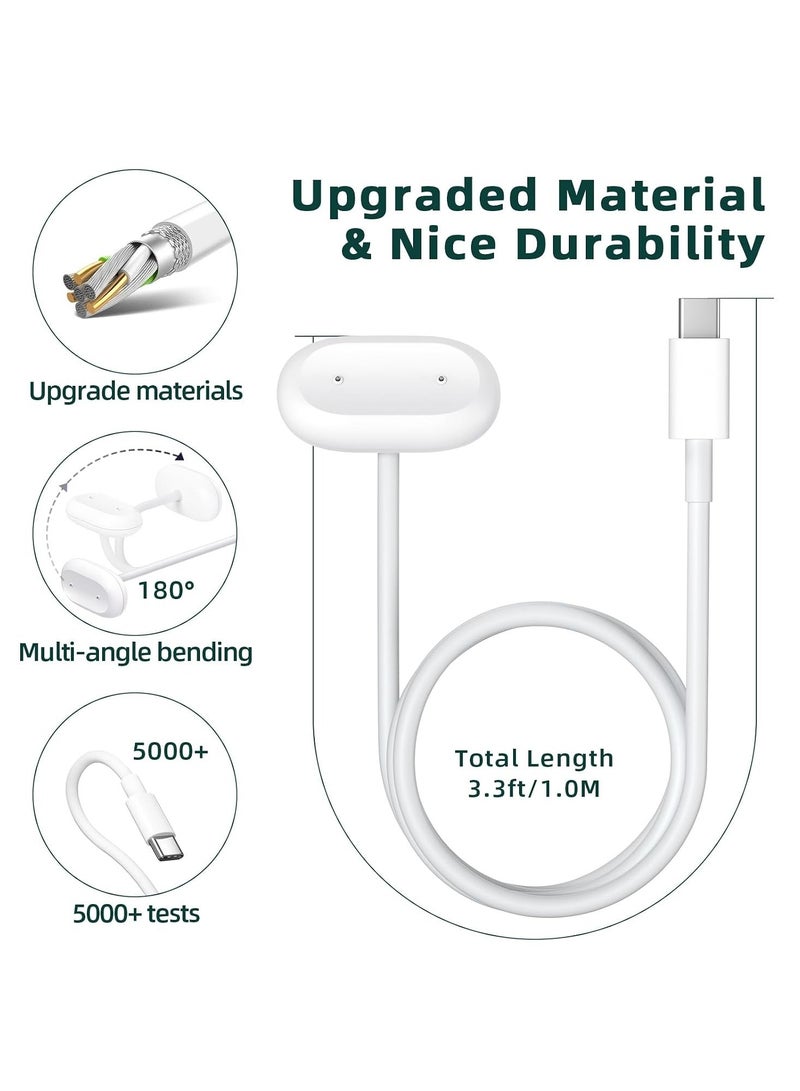 أو أوزون USB-C Magnetic Charging Cable Compatible For Google Fitbit Air | Portable Reinforced Replacement Charging Accessory With 3.3ft/1m Cord -White - Image 5