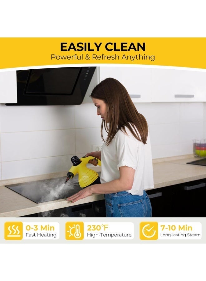 Denx 15-in-1 Handheld Steam Cleaner, 1200W High-Pressure Portable Steam Cleaner, Multi-Purpose Mop with Safety Lock & Accessories for Floor, Tile, Kitchen, Bathroom, Upholstery & Car - Image 4