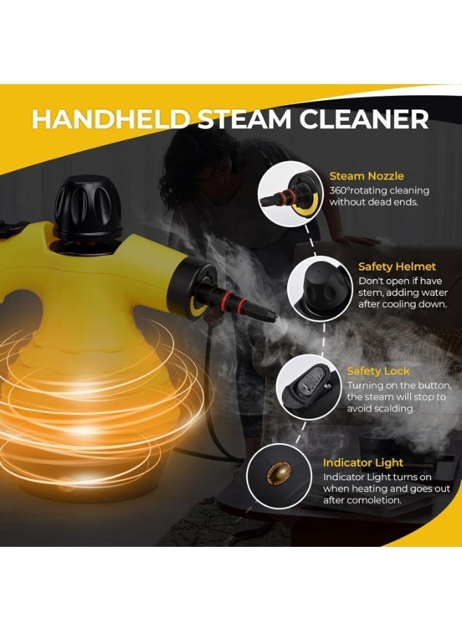 Denx 15-in-1 Handheld Steam Cleaner, 1200W High-Pressure Portable Steam Cleaner, Multi-Purpose Mop with Safety Lock & Accessories for Floor, Tile, Kitchen, Bathroom, Upholstery & Car - Image 2