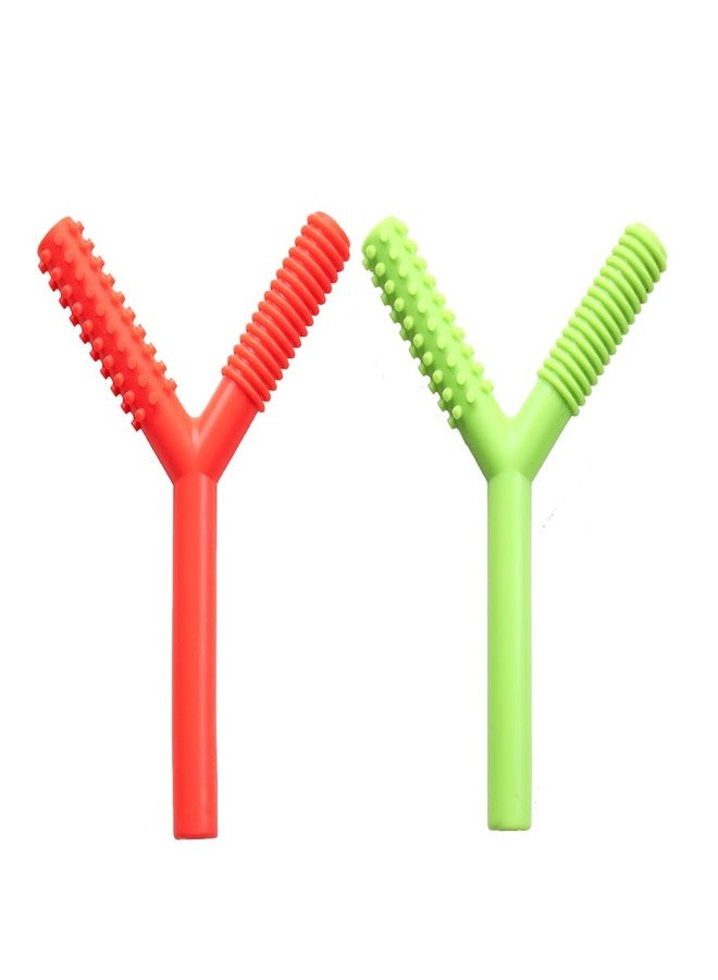 Abley's Sensory Chew Tube, Y-Shaped Textured Oral Motor Aid, Non-Toxic, Speech Development Tool Develop Baby's Biting Skills Safely (Red & Green) - Image 1