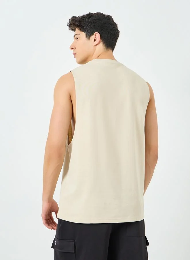 Styli  Men Off White Minimal Printed Tank for Men | Best Price UAE
