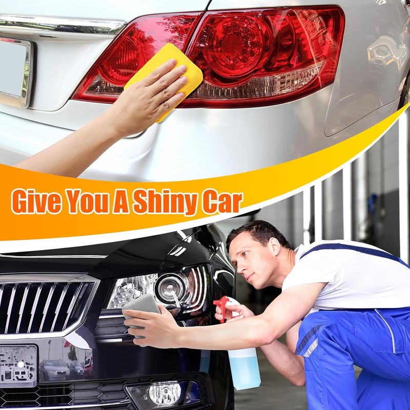 Riakrum 32 Pieces Microfiber Applicator Pads Detailing Car Wax Sponge for Car Ceramic Coating Applicator Tire Shine Cleaning Pad for Applying Wax Foam(Yellow,Grey,Blue,red) - Image 5
