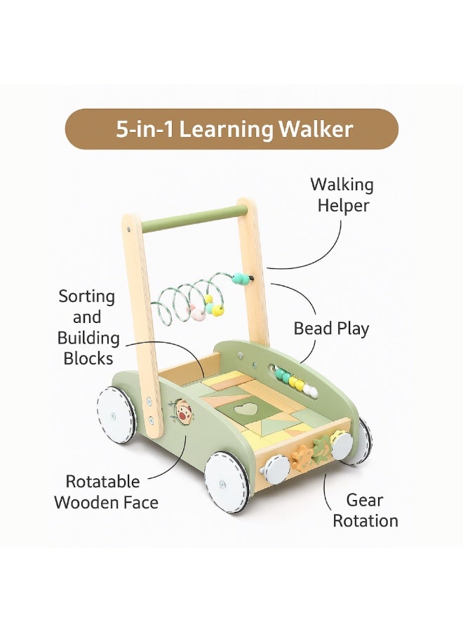 Factory Price Factory Price Enzo 5 in 1 Learning Wooden Baby Walker with Activity Center - Green - Image 4