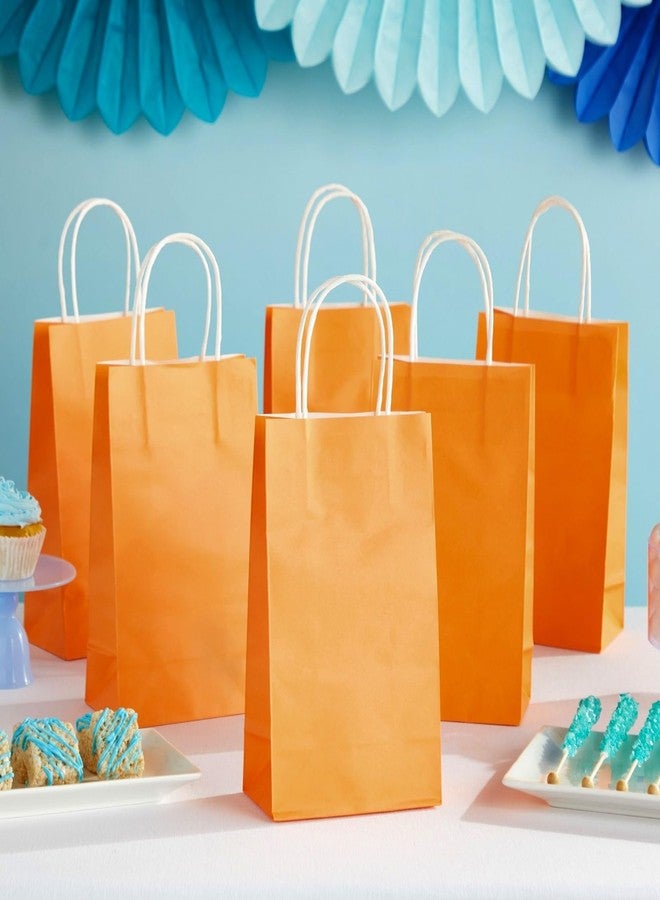 BLUE PANDA 25-Pack Orange Gift Bags with Handles - Small Paper Treat Bags for Birthday, Wedding, Retail (5.3x3.2x9 In - Image 2