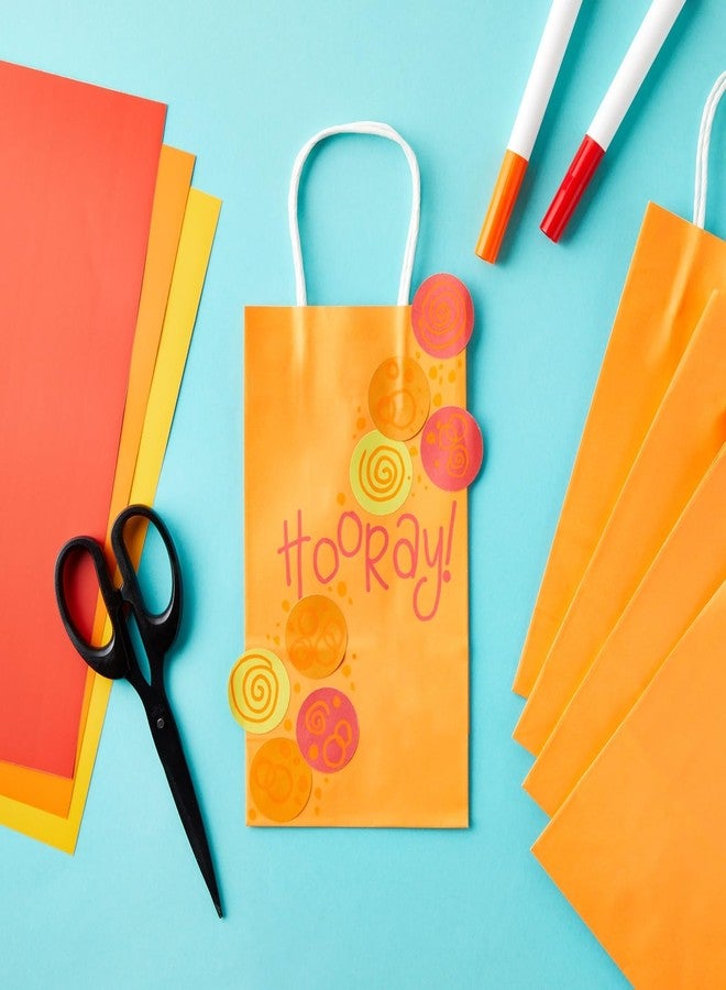 BLUE PANDA 25-Pack Orange Gift Bags with Handles - Small Paper Treat Bags for Birthday, Wedding, Retail (5.3x3.2x9 In - Image 3