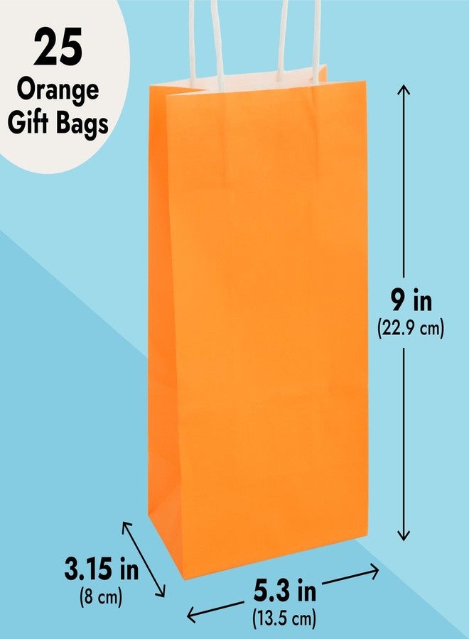 BLUE PANDA 25-Pack Orange Gift Bags with Handles - Small Paper Treat Bags for Birthday, Wedding, Retail (5.3x3.2x9 In - Image 4
