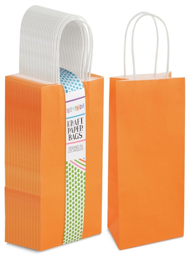 BLUE PANDA 25-Pack Orange Gift Bags with Handles - Small Paper Treat Bags for Birthday, Wedding, Retail (5.3x3.2x9 In - Image 1