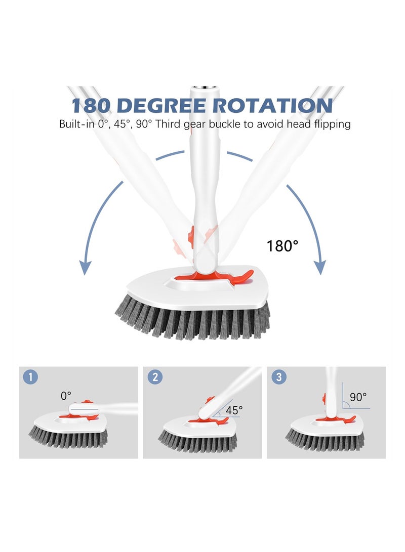 SYOSI Floor Scrub Brush, 3-In-1 Tile Tub Scrubber with 52-inch Adjustable Long Handle Shower Cleaner Brush and 3 Detachable Replacement Brush Heads for Bathroom, Bathtub, Floor, Wall - Image 3