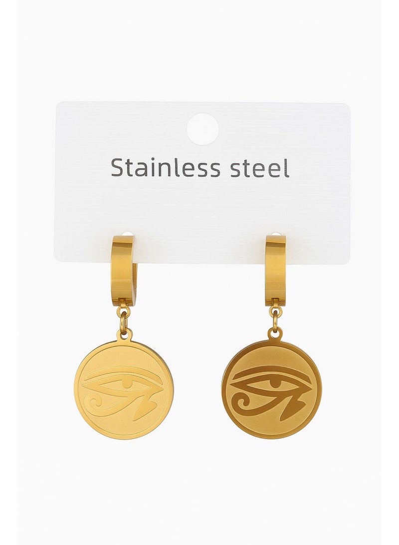 Stainless steel earrings, suitable for everyday wear, with a Pharaonic design. Women's accessory - earrings - women's earrings. Women's accessories - stainless steel women's accessories.