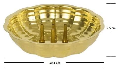 SBA PRIME Brass Agarbatti Stand Plate with Ash Catcher | 5 Stick Incense Holder | Gold Finish Pooja Accessory - Image 3
