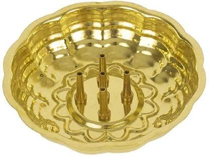 SBA PRIME Brass Agarbatti Stand Plate with Ash Catcher | 5 Stick Incense Holder | Gold Finish Pooja Accessory - Image 5