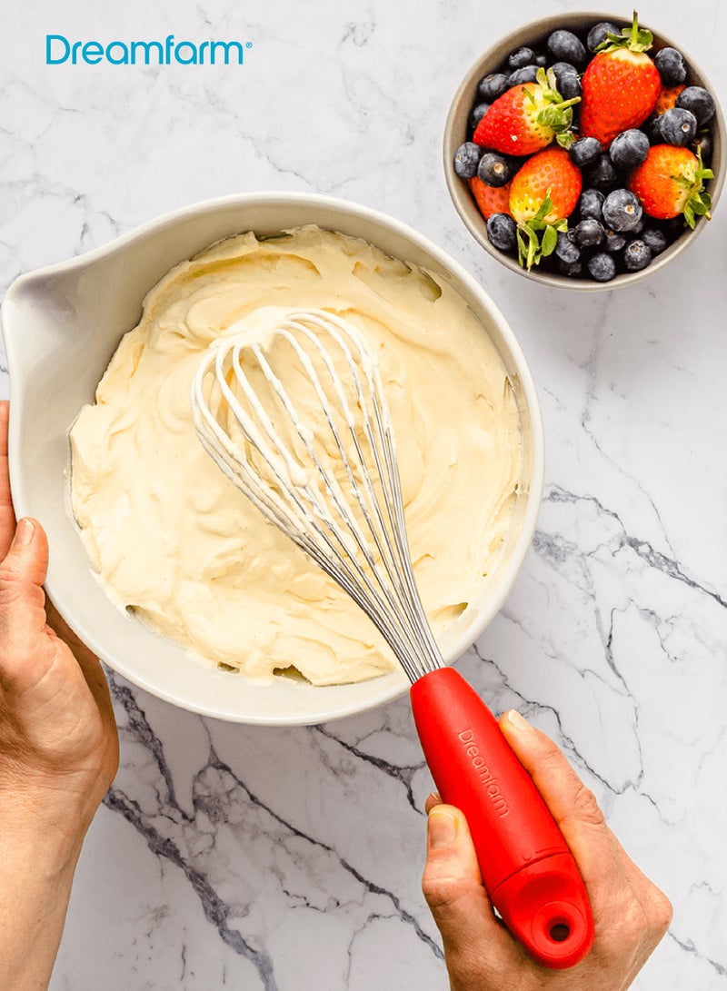 دريم فارم خفاق ٣ في ١ من الستانلس ستيل | خفاقة بالون وخفاقة صلصة وخفاقة مسطحة | تصميم قابل للطي والتخزين | لا يتشابك مع الأدوات | أحمر | آمن لغسالة الصحون | ٣٥ × ٨٫٥ × ٨ سم - Image 2