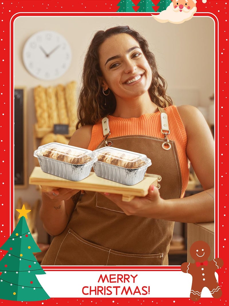 NEEBAKE 60 Pack 6x3.5x2 Disposable Aluminum Loaf Pans with Lids Small-Aluminum-Foil-Pans-Tin-Foil-Baking-Pans-Tin-Trays-Food-Containers-for-Baking-Cakes-Bread-Meat-Loaves - Image 4