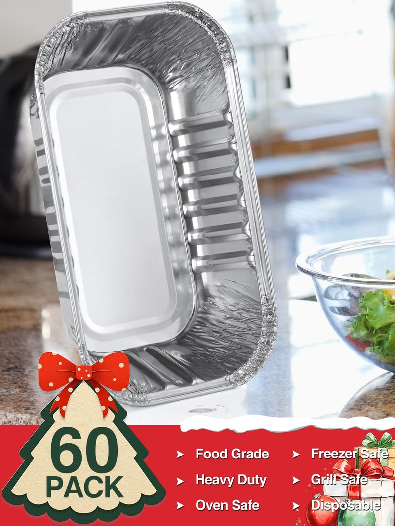 NEEBAKE 60 Pack 6x3.5x2 Disposable Aluminum Loaf Pans with Lids Small-Aluminum-Foil-Pans-Tin-Foil-Baking-Pans-Tin-Trays-Food-Containers-for-Baking-Cakes-Bread-Meat-Loaves - Image 3