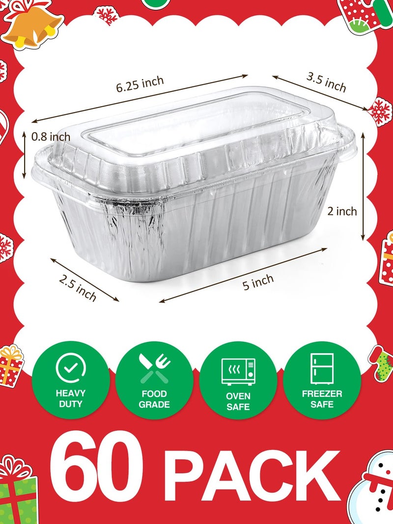NEEBAKE 60 Pack 6x3.5x2 Disposable Aluminum Loaf Pans with Lids Small-Aluminum-Foil-Pans-Tin-Foil-Baking-Pans-Tin-Trays-Food-Containers-for-Baking-Cakes-Bread-Meat-Loaves - Image 2
