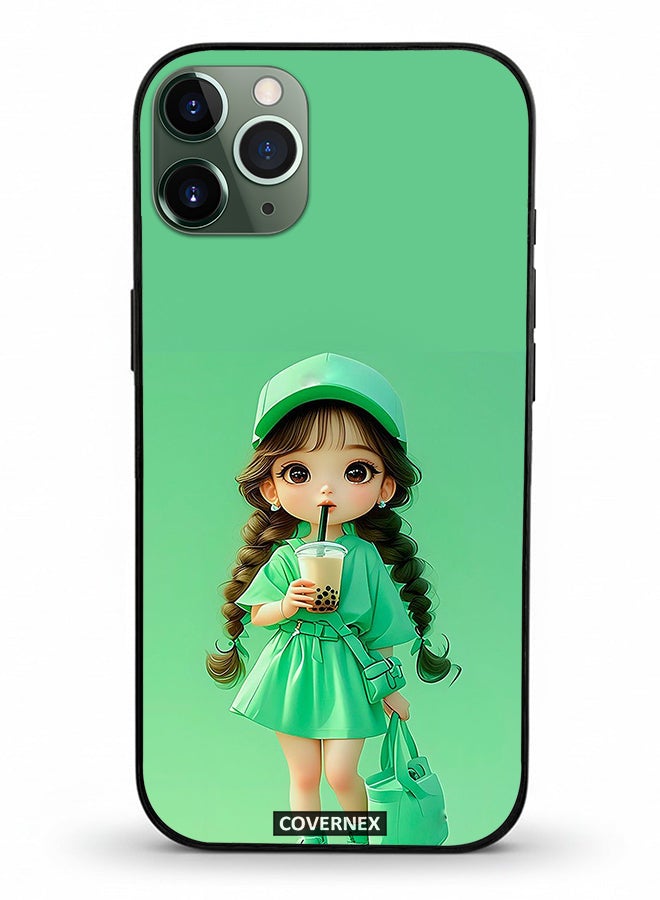Covernex Apple iPhone 11 Pro Max Protective Case Cover Printed Featuring Boba Girl Chibi Style Fashion - Image 2