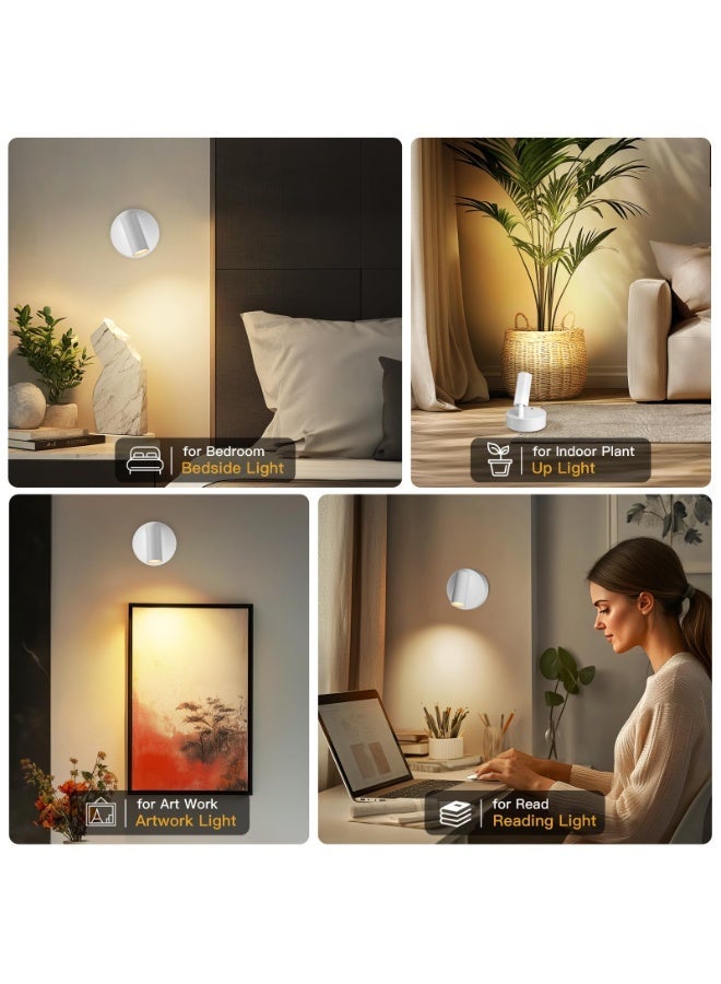 2 Pcs Wireless Spotlights, Remote Control LED Wall Lamps, Wall-Mounted Lamps with 3 Colour Temperatures, 360° Rotation, Battery-Powered LED Spotlights, Ideal for Plant Displays in Living Room, Bedroom, Hallway and Bedside Tables - Image 5