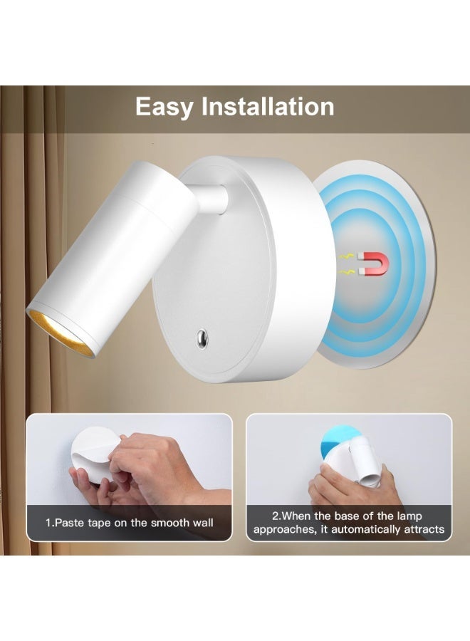 2 Pcs Wireless Spotlights, Remote Control LED Wall Lamps, Wall-Mounted Lamps with 3 Colour Temperatures, 360° Rotation, Battery-Powered LED Spotlights, Ideal for Plant Displays in Living Room, Bedroom, Hallway and Bedside Tables - Image 2