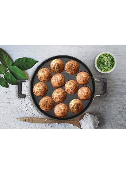 KD ZONE KD ZONE Aluminium NonStick 12 Cavity Appam PatraPaniyarakkal Fajita Pans with Stainless Steel Lid Back Red  - Image 3