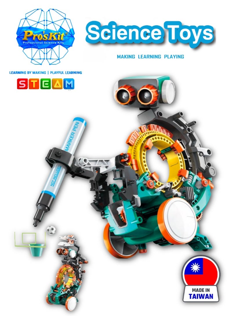 Pro'skit Pro’sKit GE-895 5-in-1 Mechanical Coding Robot – DIY STEM Gear Programming Robot Kit for Kids (200+ Parts, No Computer Needed) - Image 1