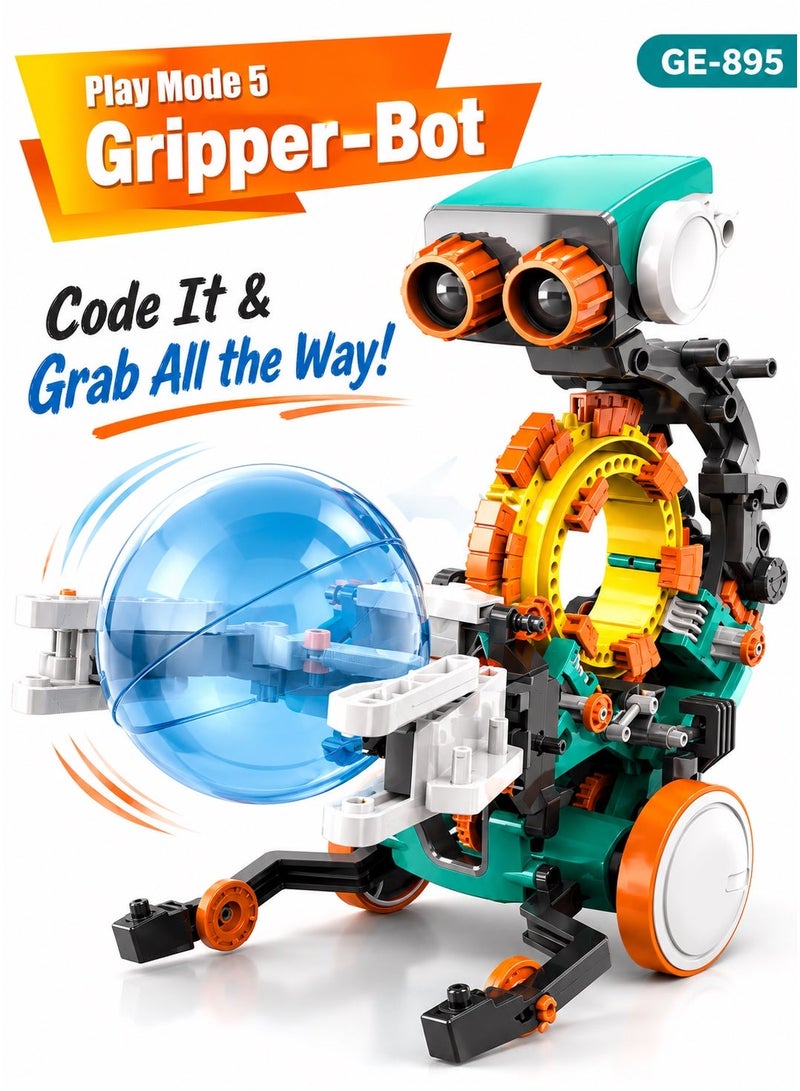 Pro'skit Pro’sKit GE-895 5-in-1 Mechanical Coding Robot – DIY STEM Gear Programming Robot Kit for Kids (200+ Parts, No Computer Needed) - Image 3