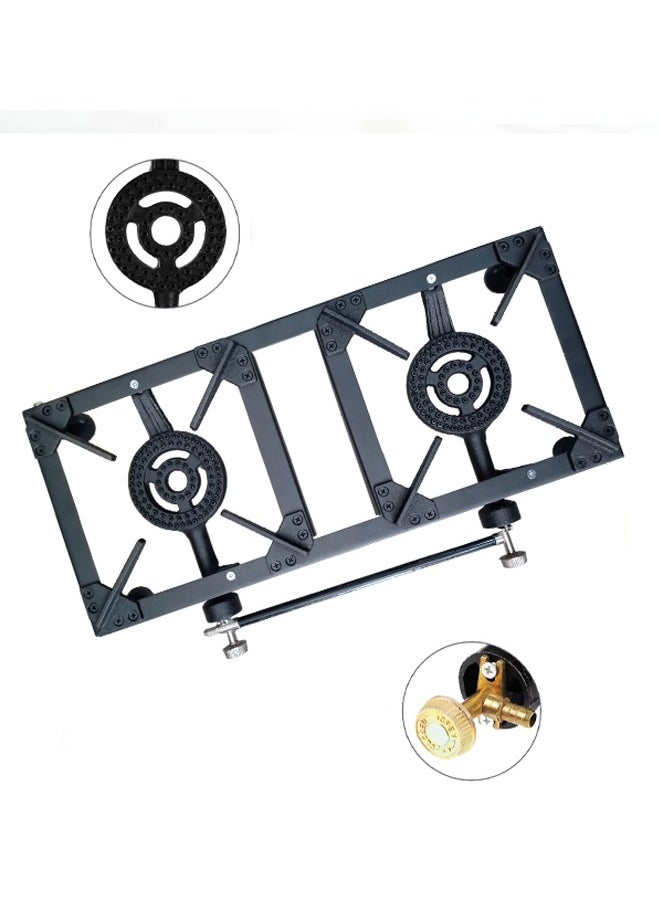 Majestic Majestic Cast Iron Dual Burner Gas Stove 60.5X26.5X13 Cm, Large Cooking Surface, Energy Efficient, Portable And Durable For Home Or Outdoor Use  - Image 2