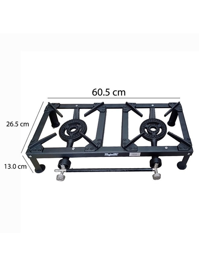 Majestic Majestic Cast Iron Dual Burner Gas Stove 60.5X26.5X13 Cm, Large Cooking Surface, Energy Efficient, Portable And Durable For Home Or Outdoor Use  - Image 3