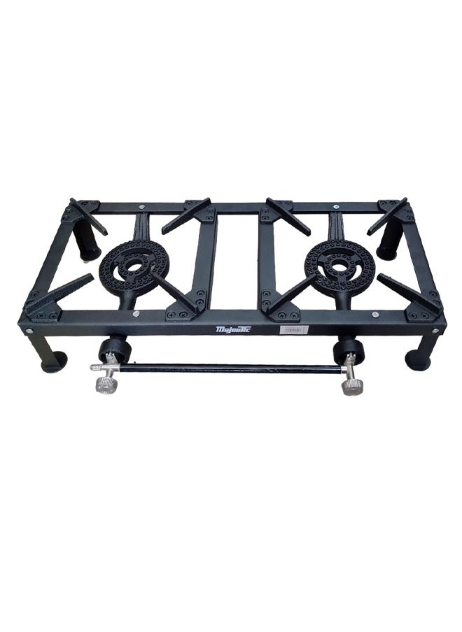 Majestic Majestic Cast Iron Dual Burner Gas Stove 60.5X26.5X13 Cm, Large Cooking Surface, Energy Efficient, Portable And Durable For Home Or Outdoor Use  - Image 1