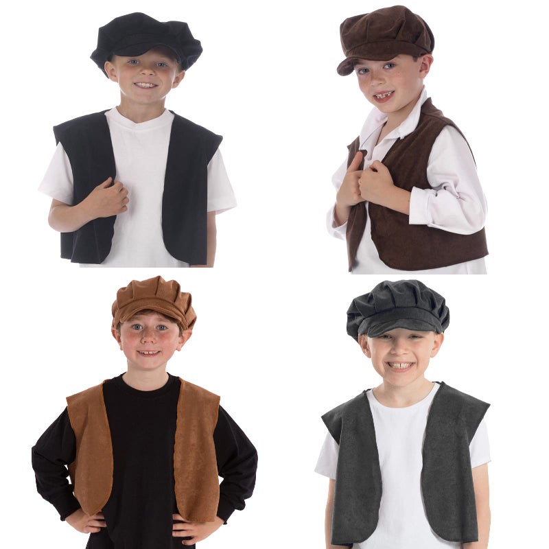 Charlie Crow Charlie Crow Brown Flat Cap & Waistcoat for Kids | One Size Fits All 3-9 Years  - Image 1
