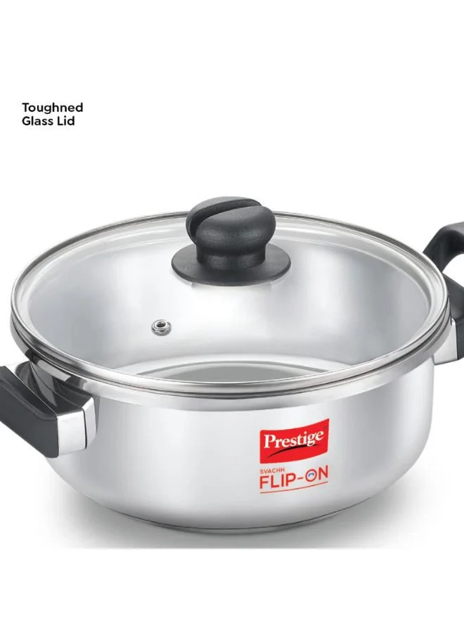 Prestige Prestige Svachh FLIP-ON Mini SS Pressure Cooker 18 cm-2 L with Glass Lid