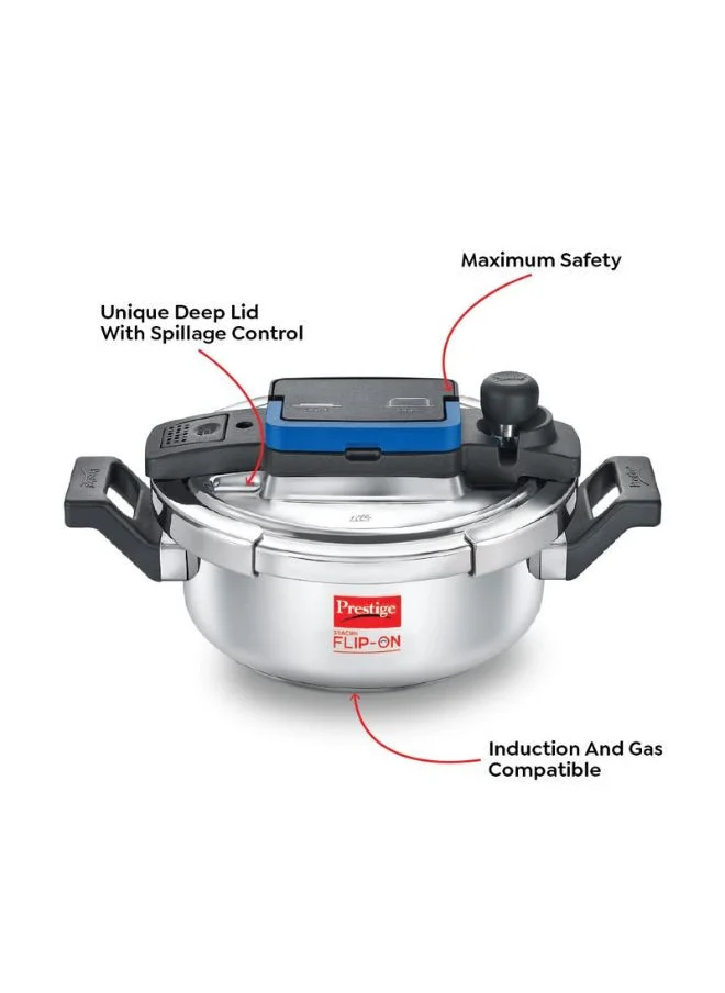 برستيج Prestige Svachh FLIP-ON Mini SS Pressure Cooker 18 cm-2 L with Glass Lid