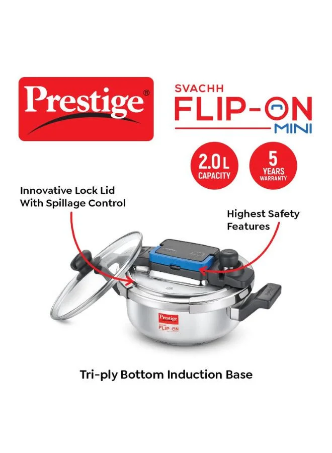 Prestige Prestige Svachh FLIP-ON Mini SS Pressure Cooker 18 cm-2 L with Glass Lid